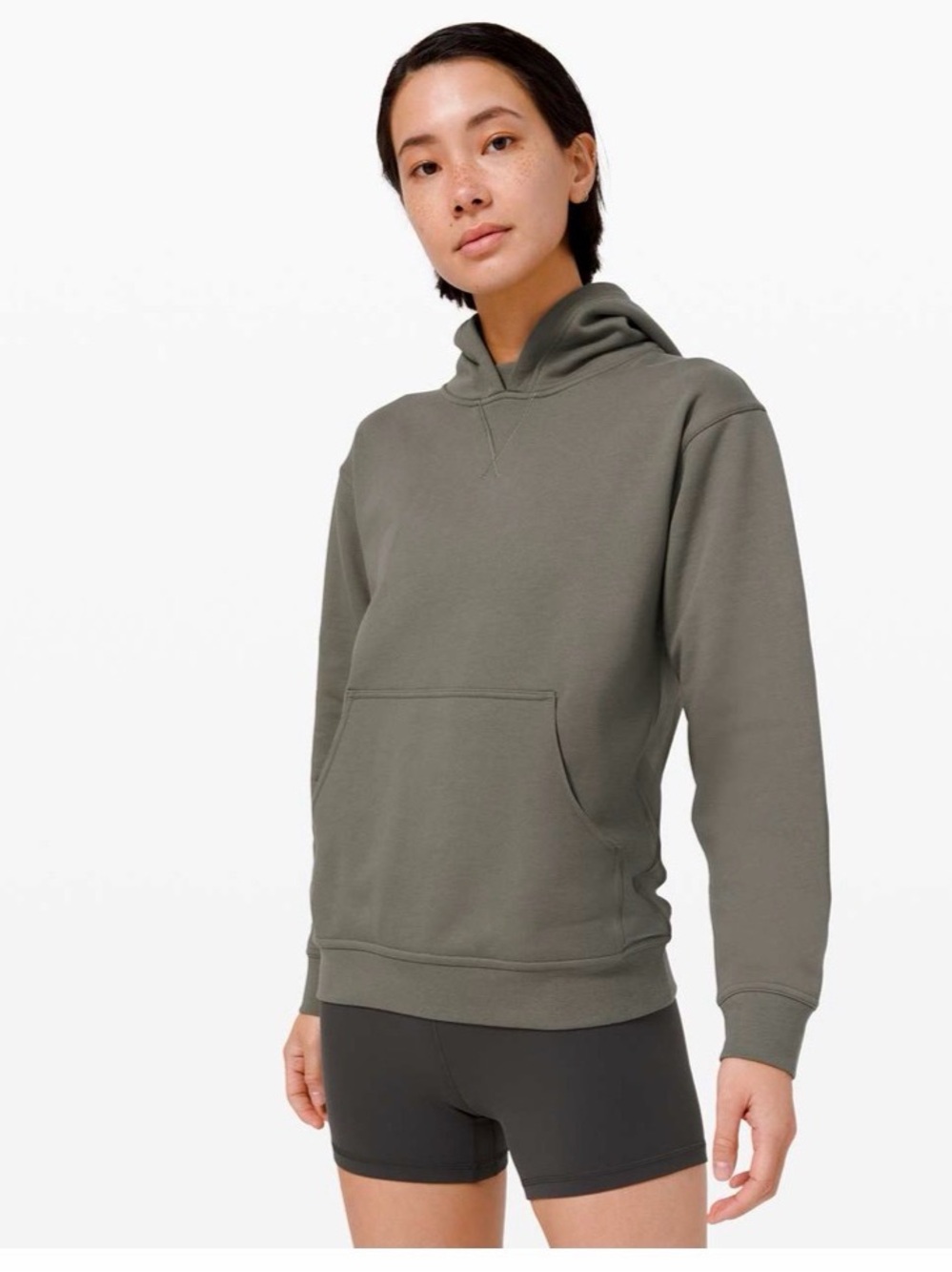 Lululemon All Yours Hoodie Terry Grey Sage Size 2 Green Pullover Sweatshirt